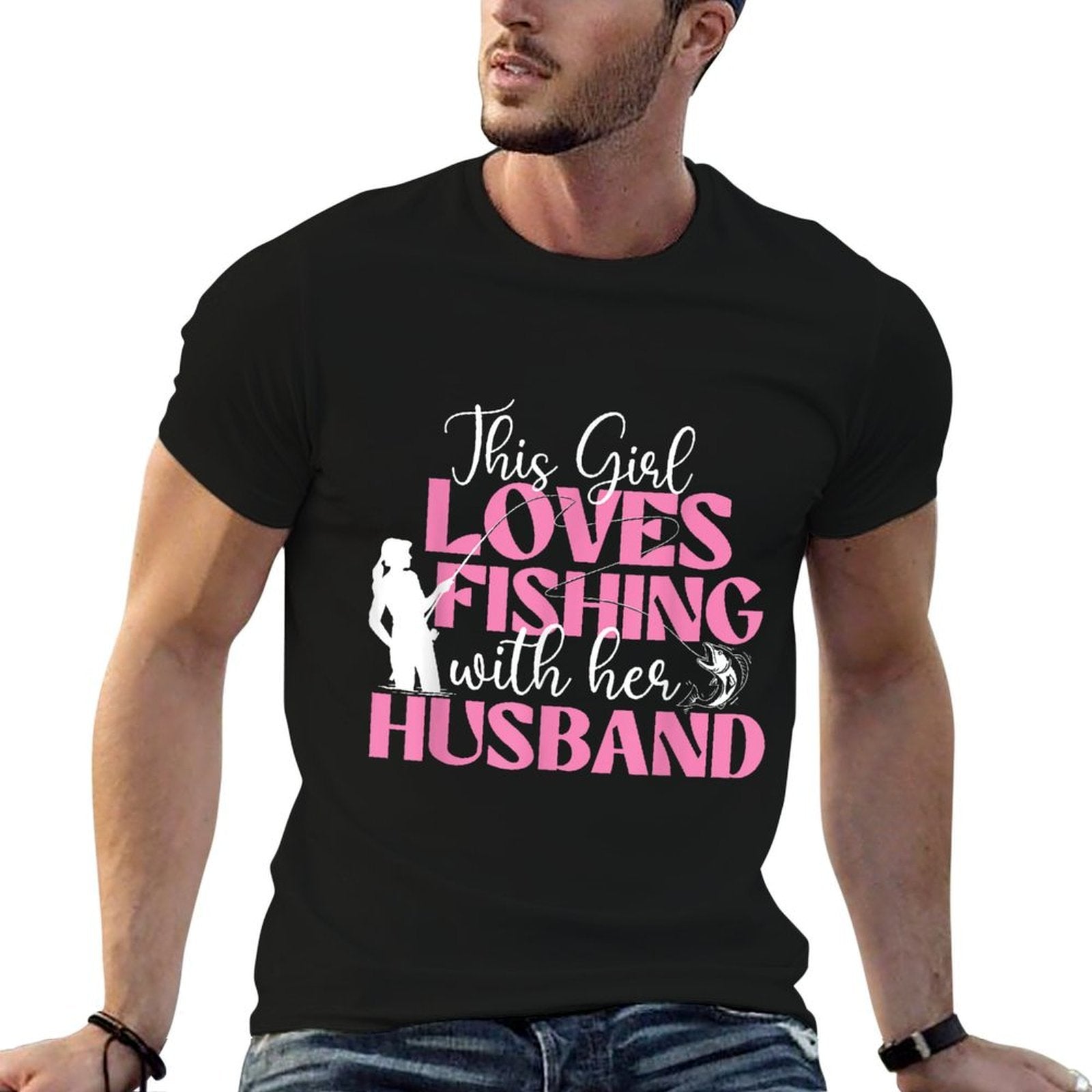 This Girl Loves Fishing With Her Husband - Fisherman Fish  Affordable Price T-Shirt